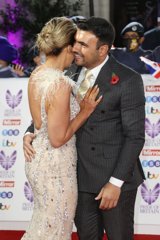 Vicky Pattison and Ercan Ramadan hug on the red carpet